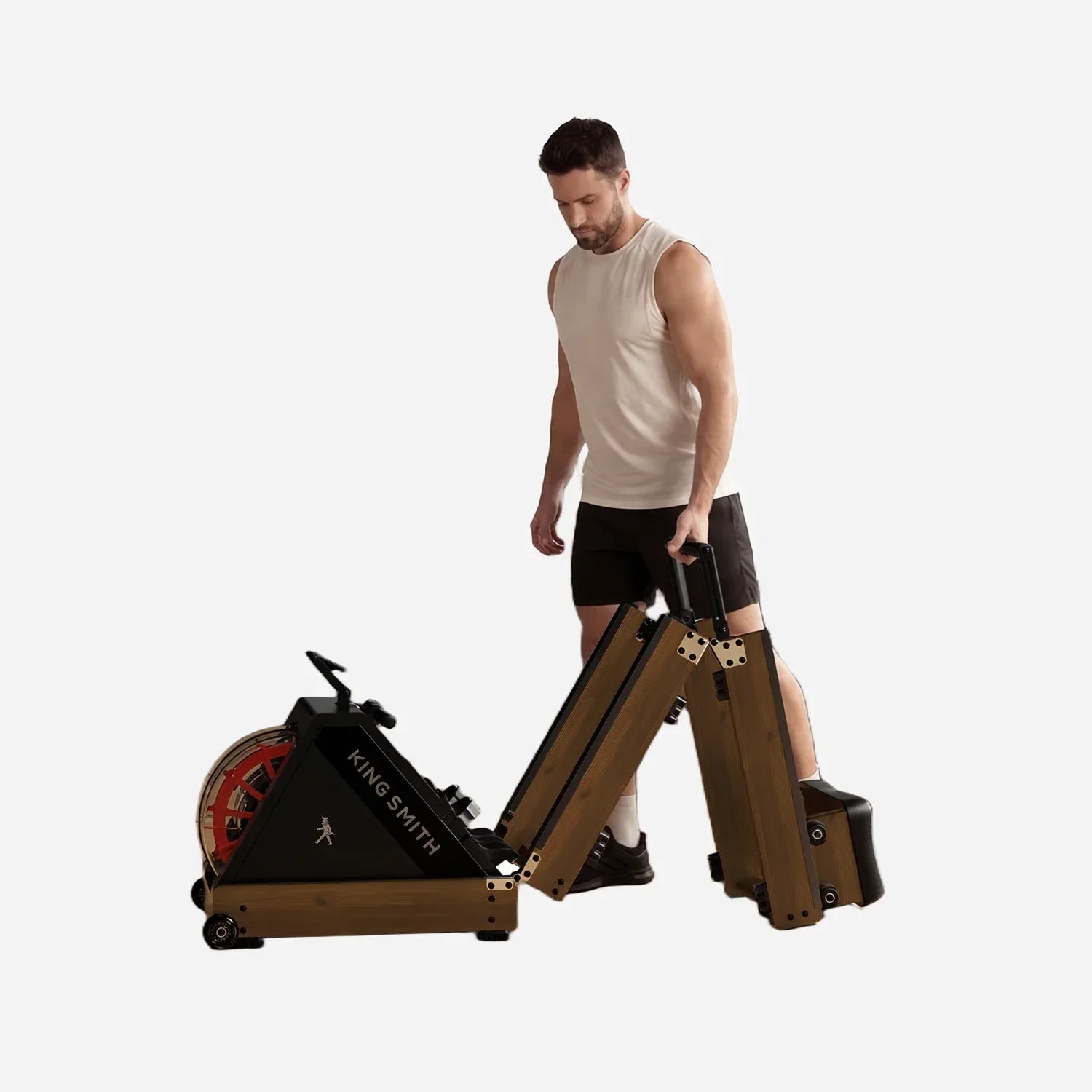 KingSmith Water Rowing Machine WR20,  With Tri-Fold Patent, Water Resistance. Walnut color