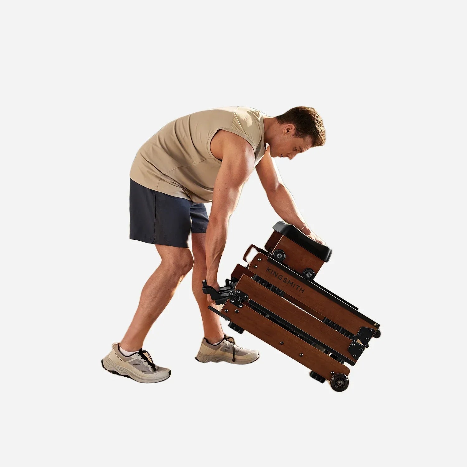 Kingsmith Water Rowing Machine WR3L,With Tri-Fold Patent,Water Resistance. Red Oak Color
