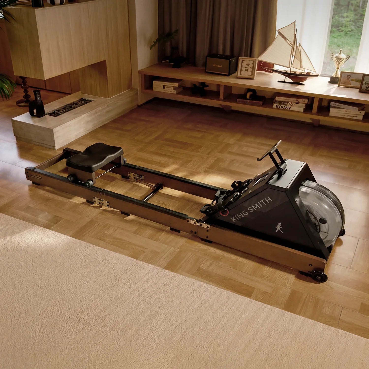 KingSmith Water Rowing Machine WR20,  With Tri-Fold Patent, Water Resistance. Walnut color