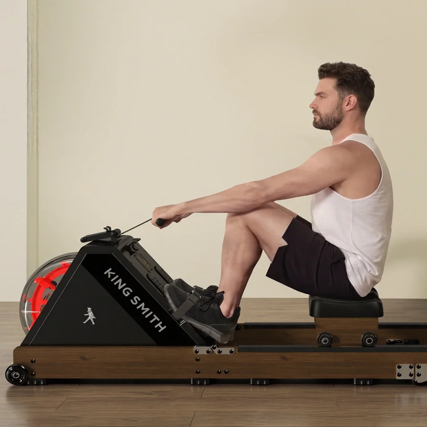 KingSmith Water Rowing Machine WR20,  With Tri-Fold Patent, Water Resistance. Walnut color