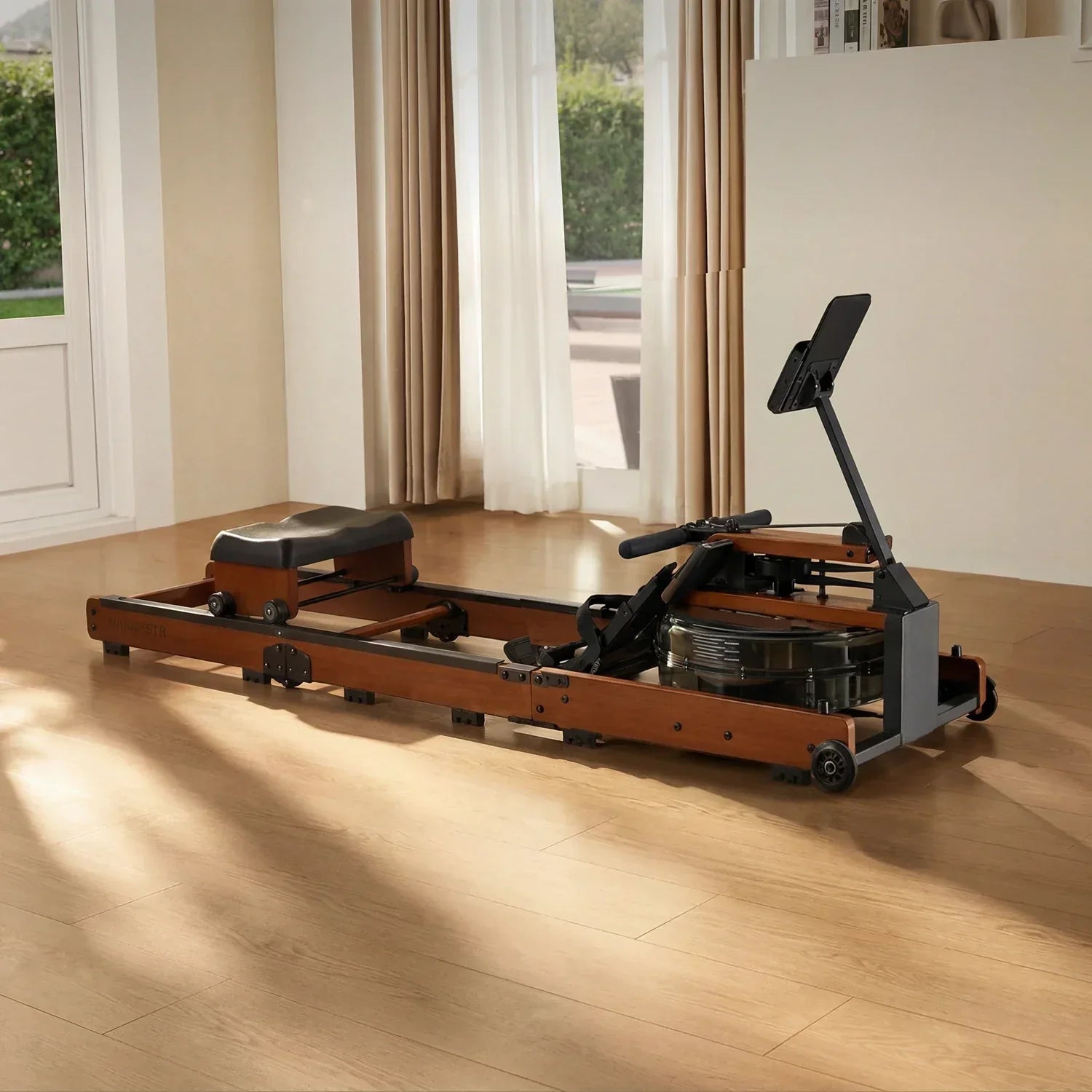 Kingsmith Water Rowing Machine WR3L,With Tri-Fold Patent,Water Resistance. Red Oak Color